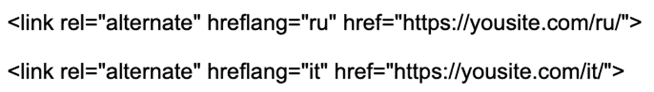 Применение связки атрибутов rel=«alternate» и hreflang=«x».