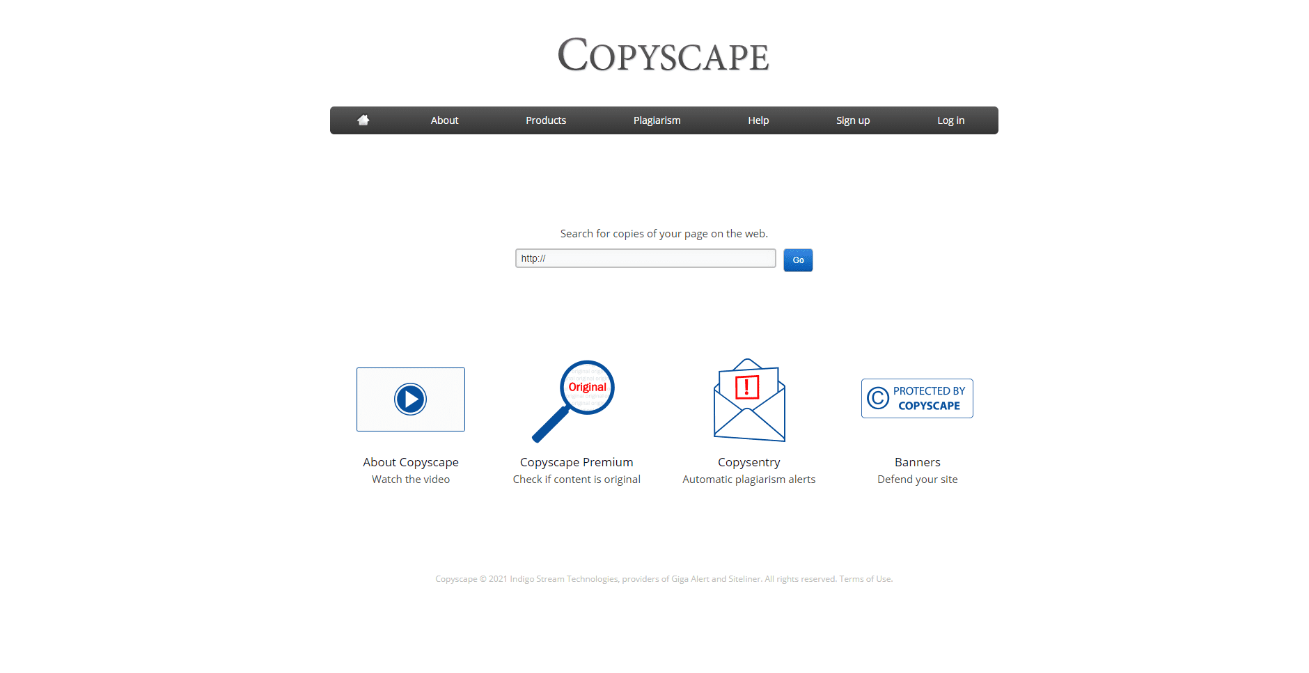Интерфейс Copyscape.