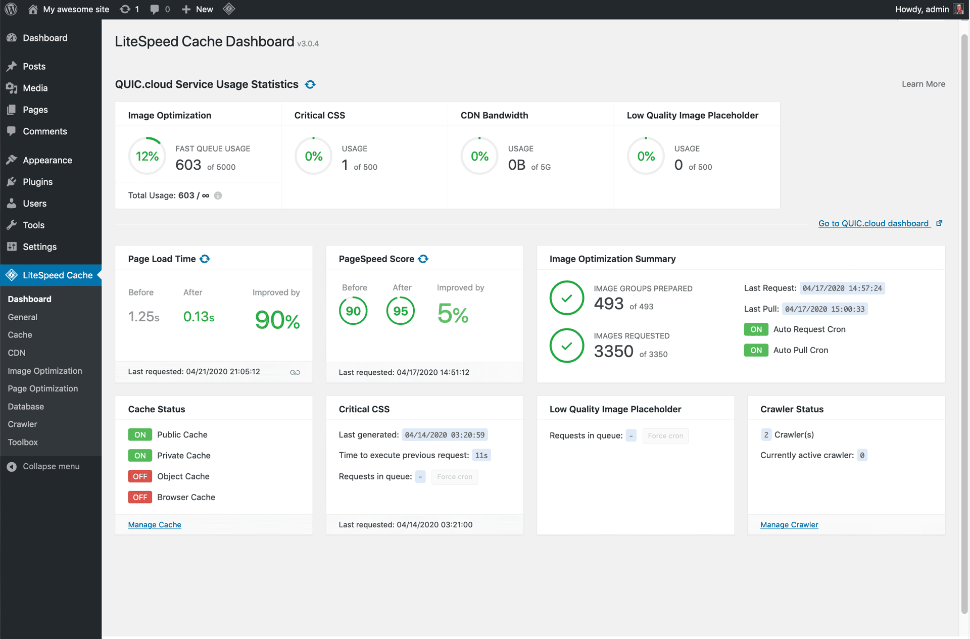 LiteSpeed Cache — для кэширования и оптимизации контента на сайте.